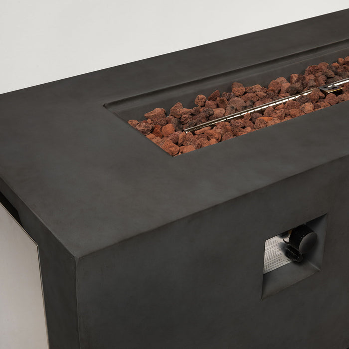 Dark Grey 70" Concrete Large Fire Pit Table - Dark Grey