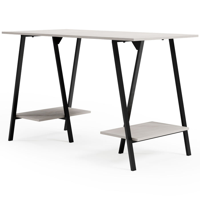 Bayflynn - Branco / Preto - Mesa Home Office - 2 Prateleiras Fixas