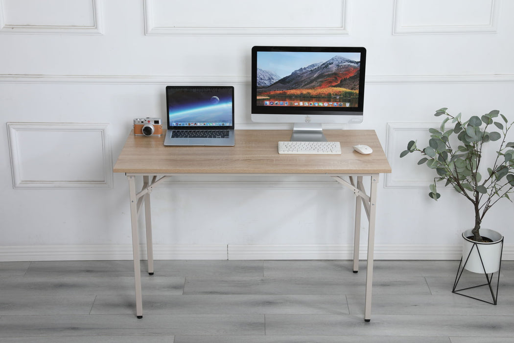 Folding Table Desk 31.5X15.7 Inches Computer Workstation Beige