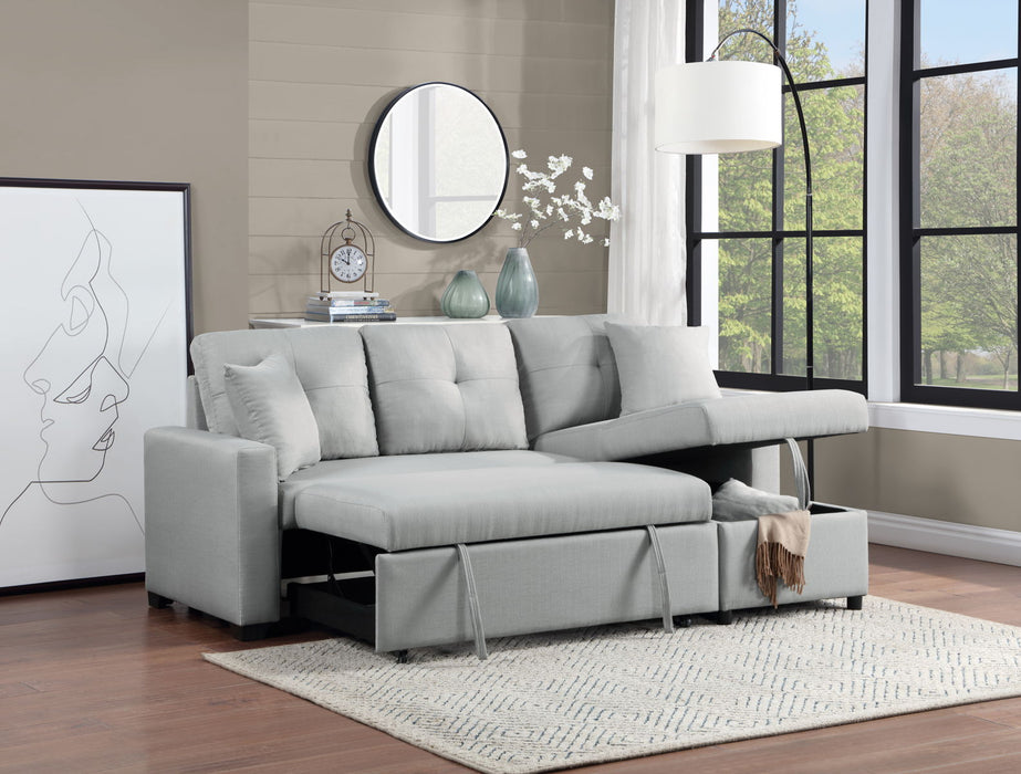 Francine - Linen Reversible Sleeper Sectional Sofa With Storage Chaise