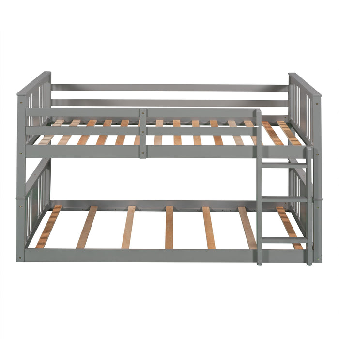 Twin Over Twin Bunk Bed With Ladder  - Gray