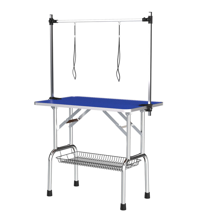 Folding Dog Pet Grooming Table Heavy Duty Stainless Steel Pet Dog Cat Grooming Table - Blue