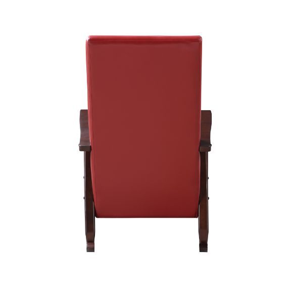 Raina - Rocking Chair - Red PU & Espresso Finish