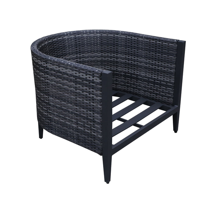 Premium Outdoor Wicker Gabardine Club Chair With Cushion (Set of 2) - White / Dark Gray