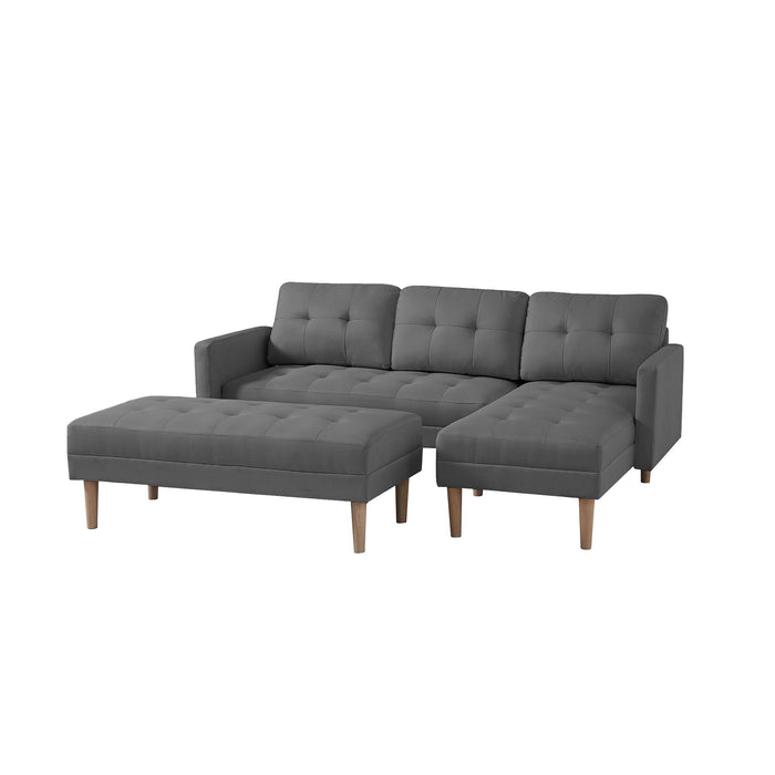 Right Facing Sectional Sofa Bed, L-Shape Sofa Chaise Lounge With Ottoman Bench