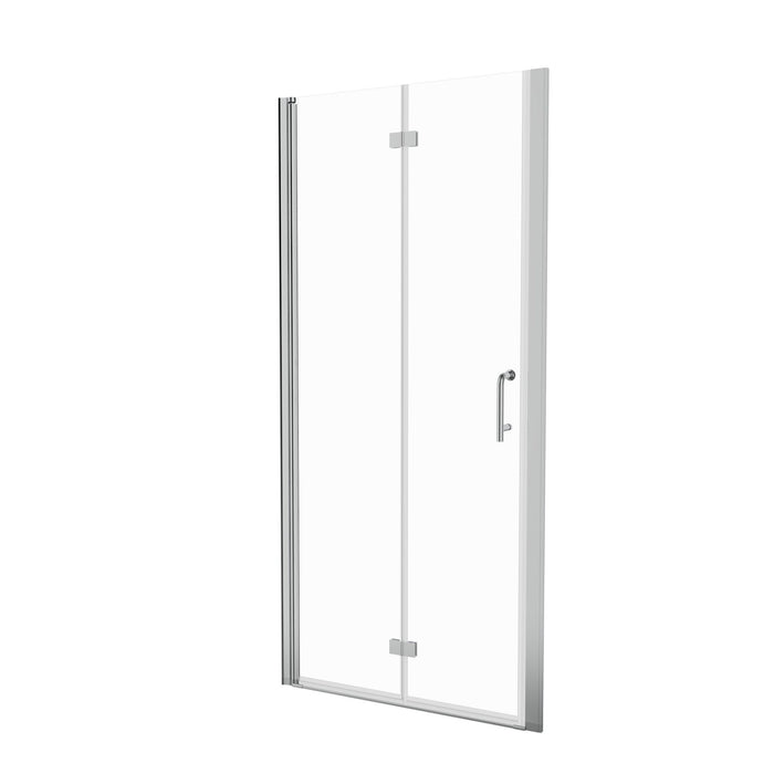 Bifold Semi - Frameless Shower Doors, Chrome With Clear Glass