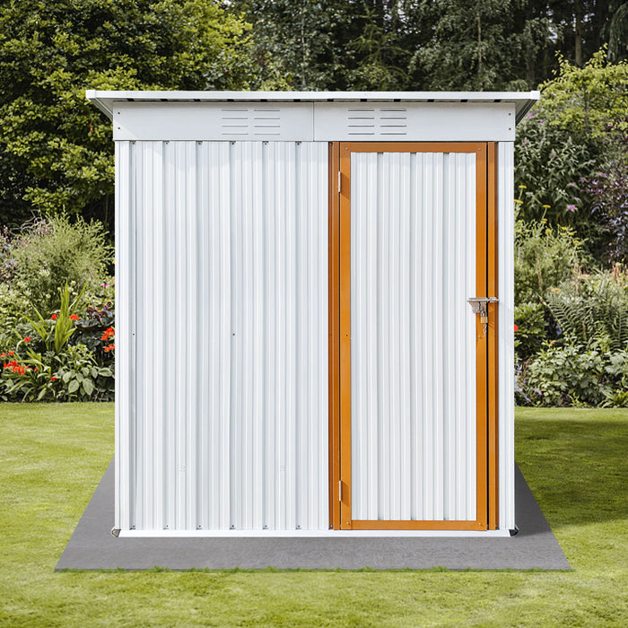 Garden Sheds 5Ftx4Ft Outdoor Storage Sheds White / Yellow