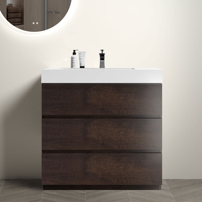 Alice - Bathroom Vanity With Large Storage Freestanding Bathroom Vanity, Sink For Modern Bathroom, One-Piece Sink Basin Without Drain And Faucet