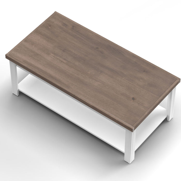 Bridgevine Home - Hampton 48" Hampton Coffee Table - Jasmine Whitewash and Barnwood Finish