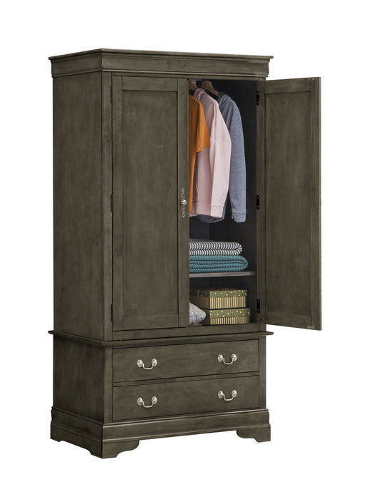 Glory Furniture Louis Phillipe Armoire, Gray