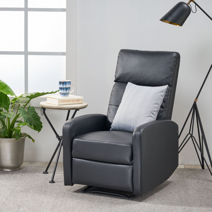 Wide Faux Leather Manual Standard Recliner - Black