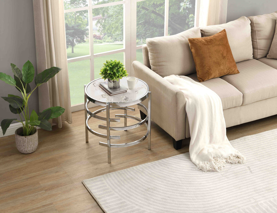 Elegant Pandora Sintered Stone End Table, Small Coffee Table For Living Room