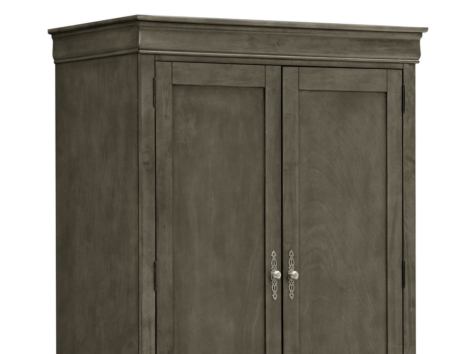 Glory Furniture Louis Phillipe Armoire, Gray