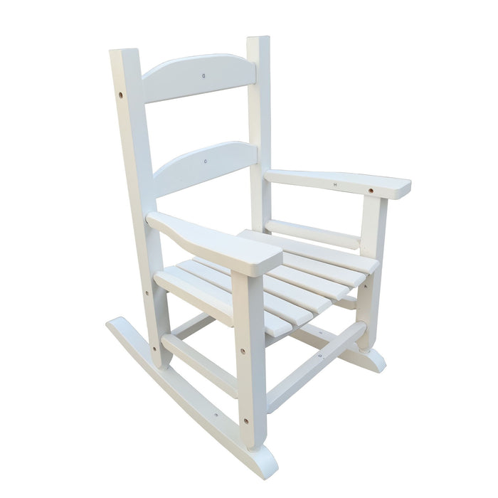 Children's Rocking White Chair-Indoor Or Outdoor - Suitable For Kids - Durable - Populus Wood