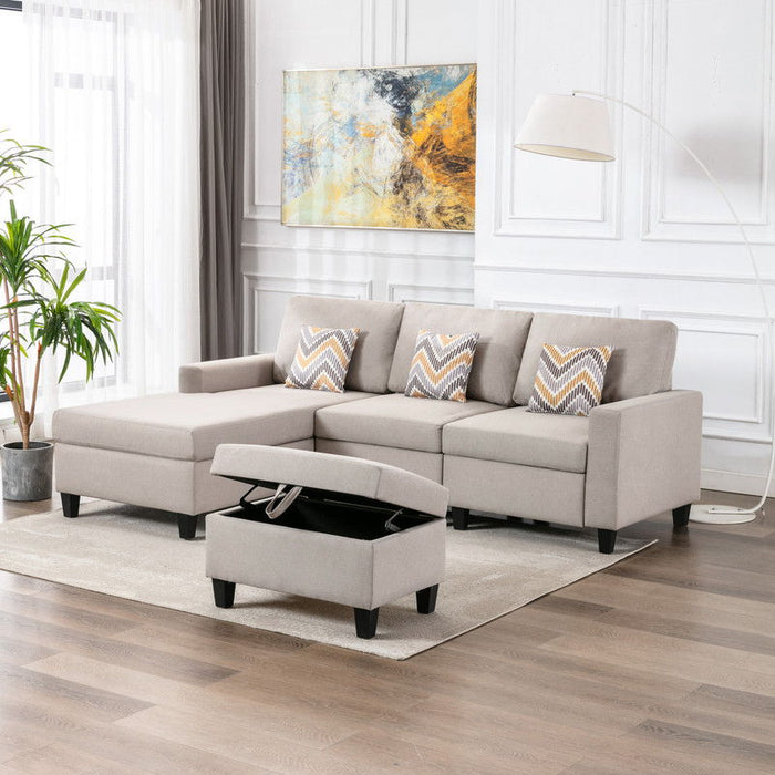 Nolan - 4 Piece Reversible Sectional Sofa Chaise With Interchangeable Legs