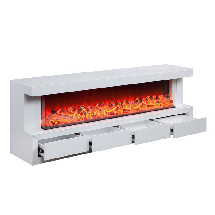 Dorian - TV Stand With Fireplace And Speaker - White