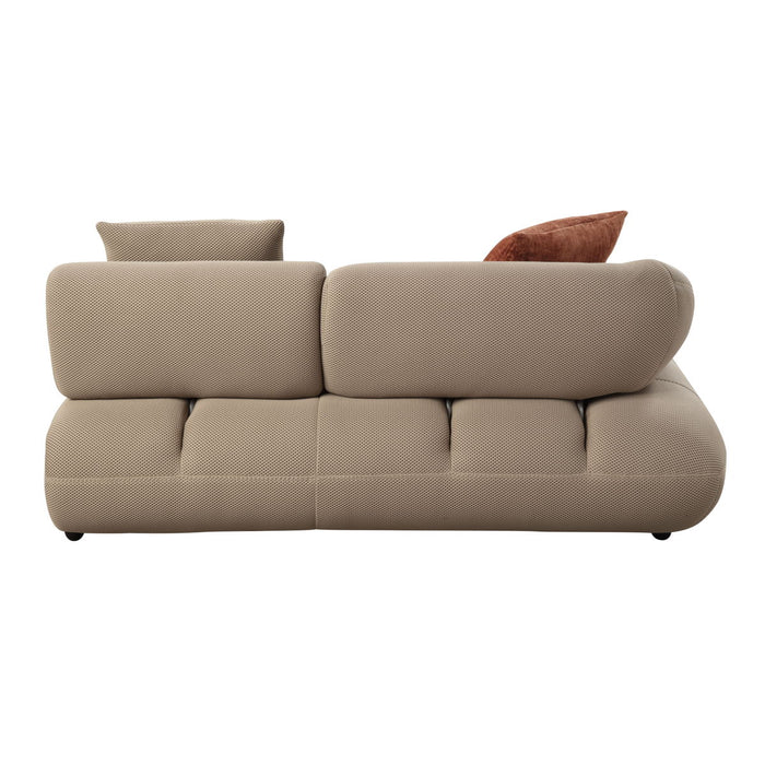 Carrick - Sandwich Mesh Sectional Sofa With An Ottoman - Beige