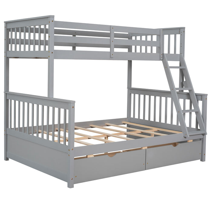 Kids Furniture - Bunk Bed With Ladders And Two Storage Drawers