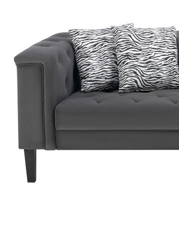 Mary - Velvet Tufted Sofa With Accent 4 Pillows - Dark Gray