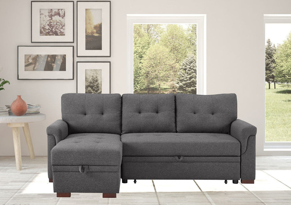 Hunter - Linen Reversible Sleeper Sectional Sofa With Storage Chaise