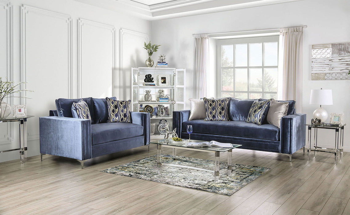 Jodie - Loveseat - Azul Cetim / Prata