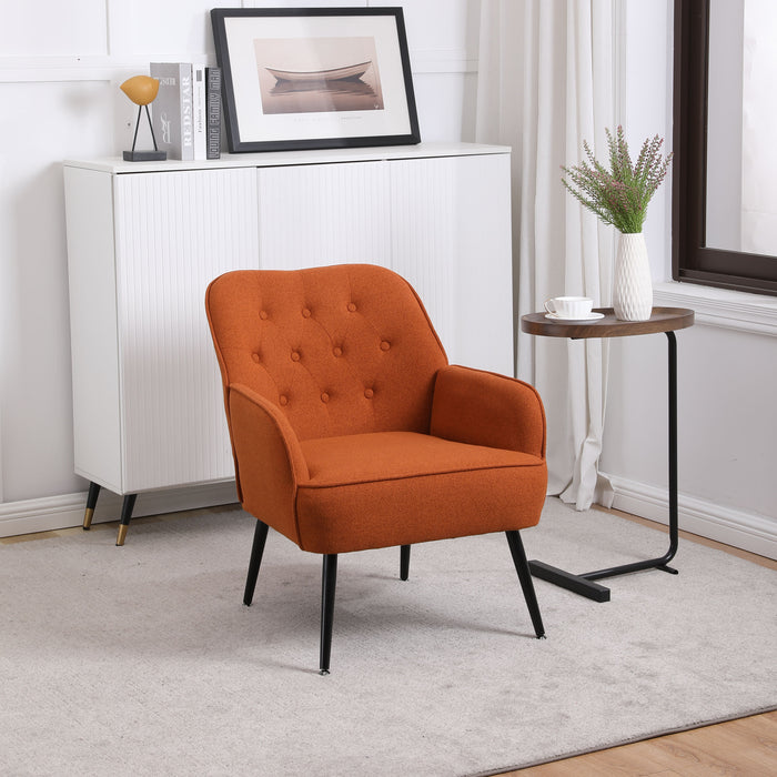 Modern Mid-Century Chair Linen Sherpa Armchair