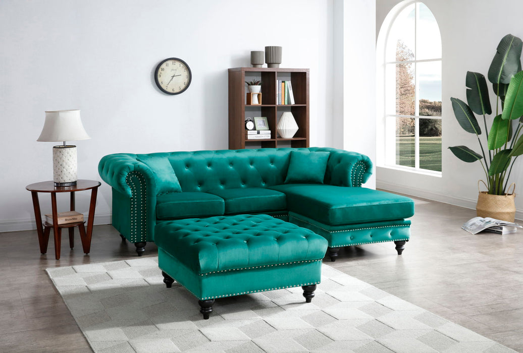 Glory Furniture Nola Sofa Chaise (3 Boxes), Green