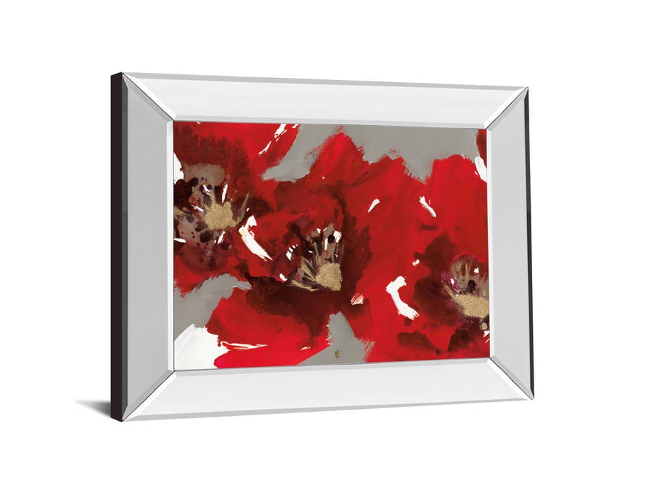 Red Poppy Forest I By N. Barnes - Mirror Framed Print Wall Art - Red