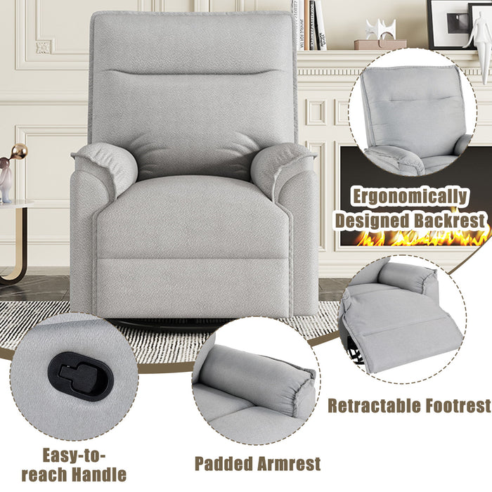 360 Degree Swivel Recliner Manual Recliner Chair Theater Recliner Sofa For Living Room, Grey