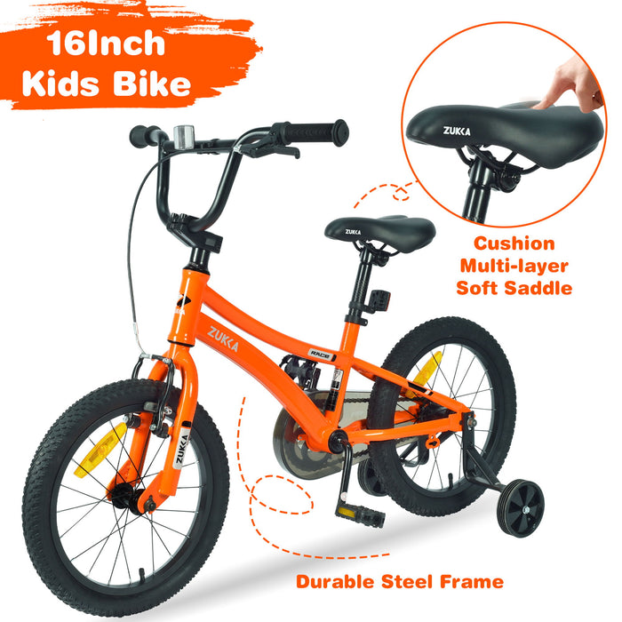 Zukka - Kids Bike, 16" Kids' Bicycle With Training Wheels For Boys Age 4-7 Years