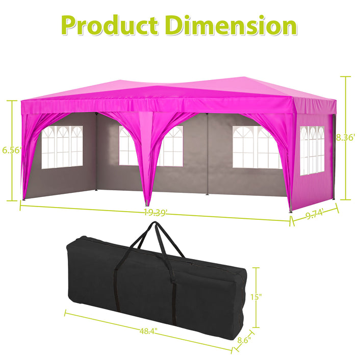 Pop Up Canopy Outdoor Portable Party Folding Tent With 6 Removable Sidewalls + Carry Bag + 6 Pieces Weight Bag