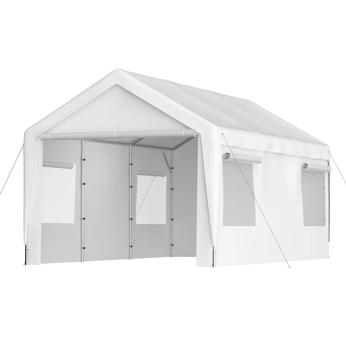 Carport Canopy Heavy Duty Boat Car Canopy Garage With Removable Sidewalls And Roll Up Ventilated Windows