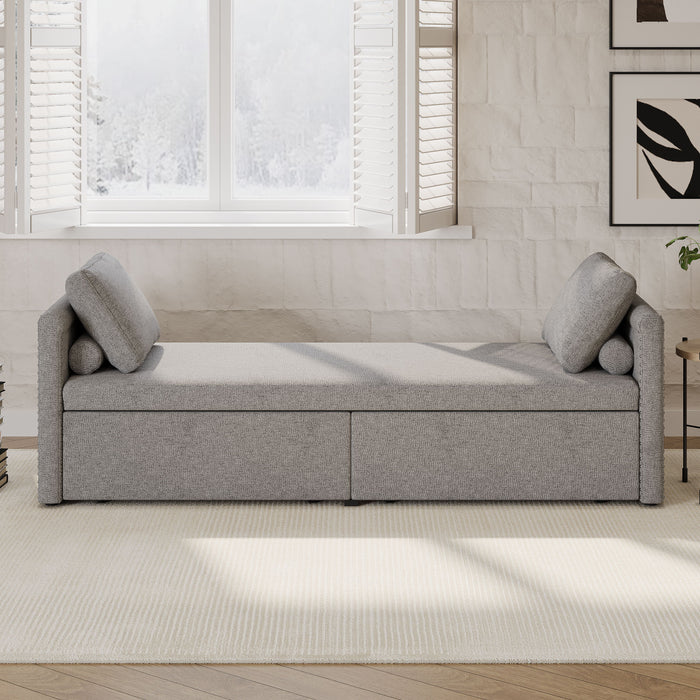 Modern Upholstered Chaise Lounger Daybed With Pillows Small Single Daybed, No Mattress Needed
