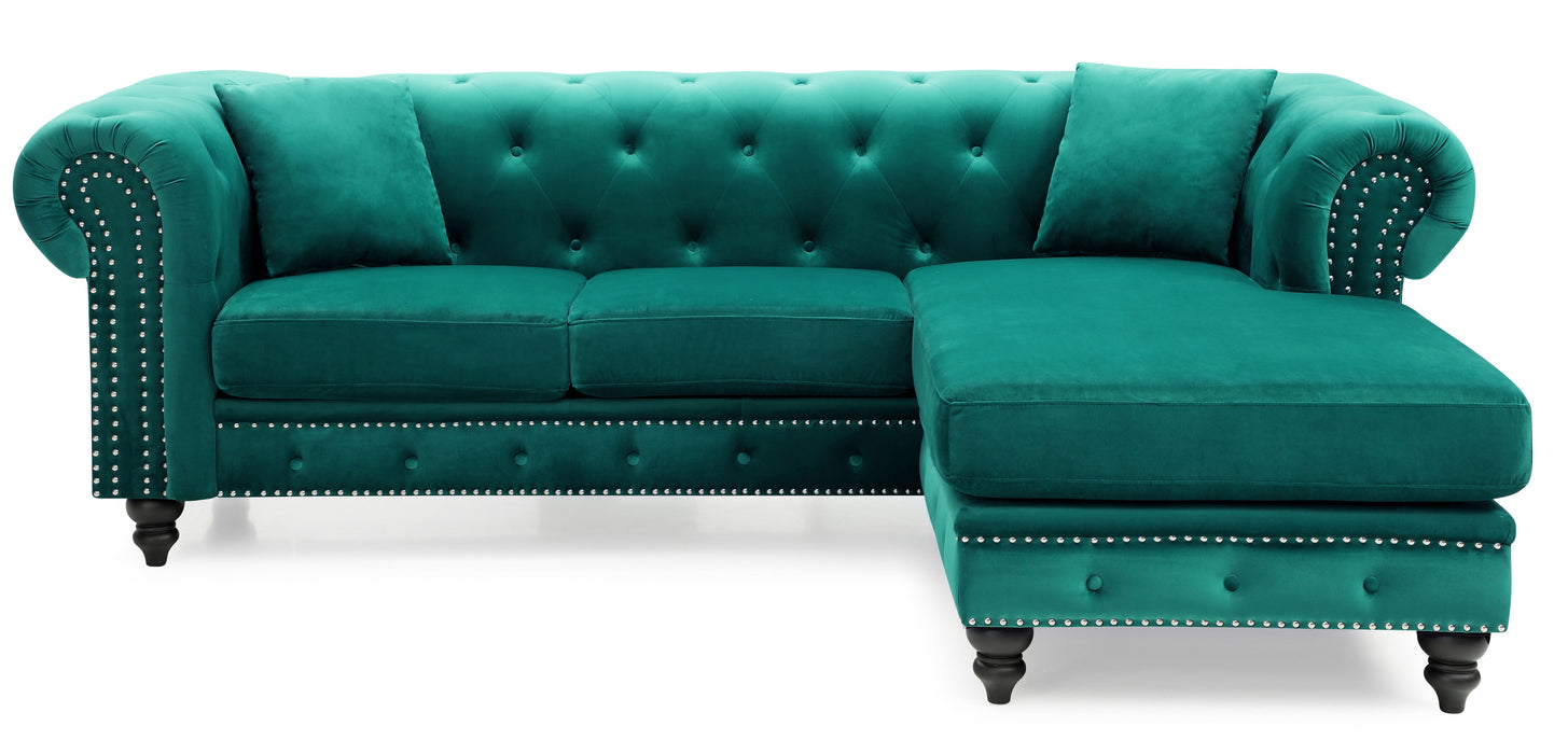 Glory Furniture Nola Sofa Chaise (3 Boxes), Green