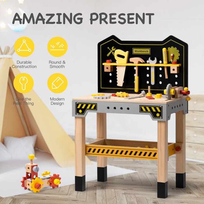 Classic Wooden Workbench For Kids, Great Gift For Children For Christmas, Party, Birthday - Black