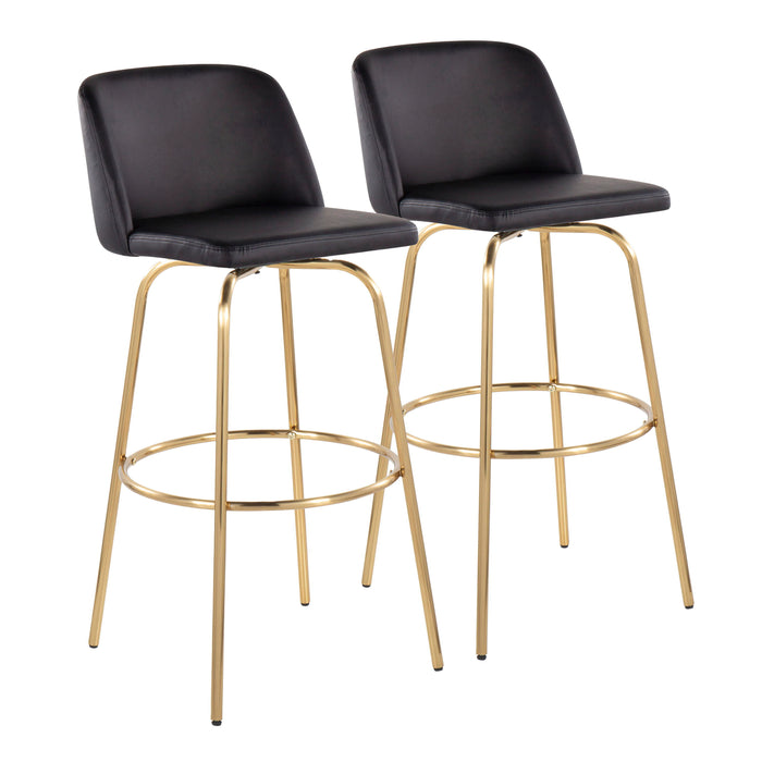 Toriano - Contemporary Fixed Height Barstool With Swivel And Round Footrest (Set of 2)