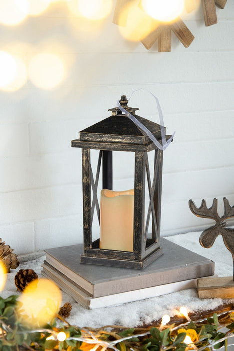 Menifee Lantern With Led Candle (Set of 2) - Antique Black