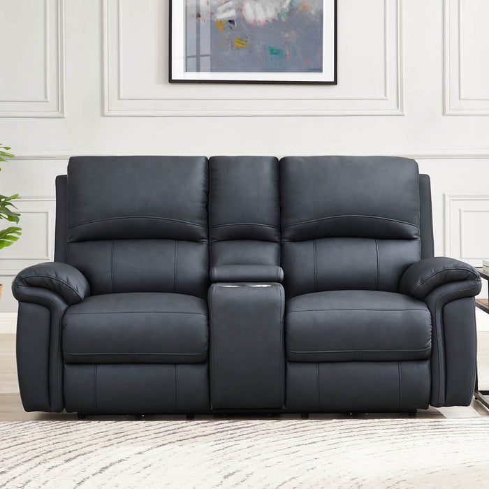 Monica - Power Zero Gravity Reclining Loveseat With Console - Gunmetal