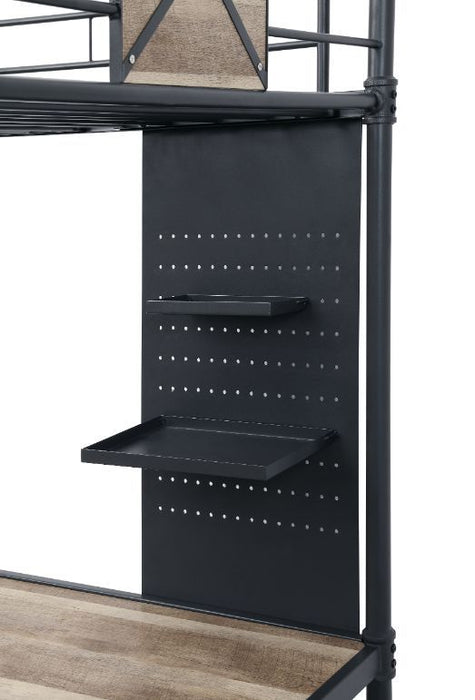 Cordelia - Twin Loft Bed - Antique Oak, Sandy Black & Dark Bronze Hand-Brushed Finish - 78"