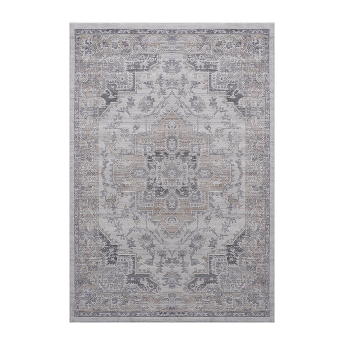 8' x 10' Oriental Non-Shedding Living Room Bedroom Dining Home Office Stylish And Stain Resistant Area Rug - Ivory / Beige