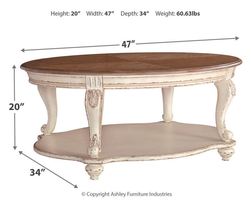 Realyn - Branco / Marrom - Mesa de coquetel oval