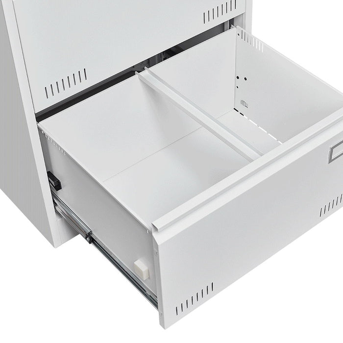 Filing Cabinet Lateral File Cabinet With Lock, 2 Drawer, For Legal / Letter / A4 / F4 Home Office - White