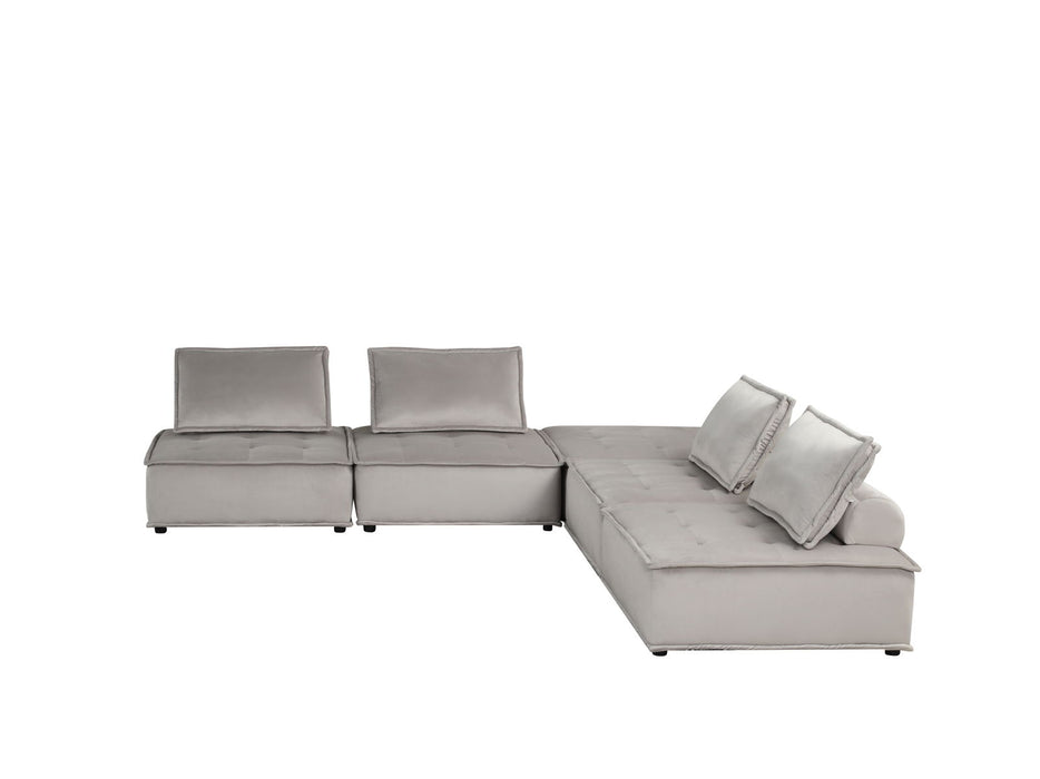 Anna - Velvet 5 Piece Sectional Sofa Ottoman