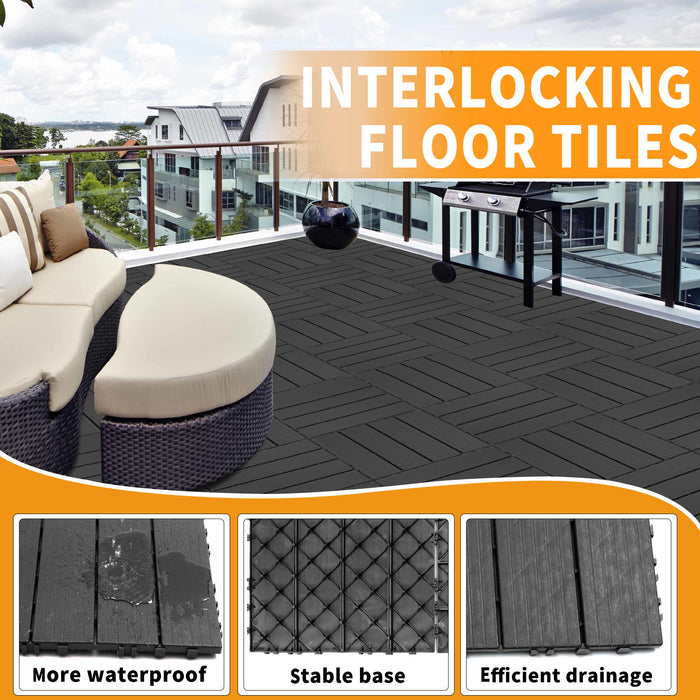 Plastic Interlocking Deck Tiles, Patio Flooring Outdoor Waterproof All Weather Use For Garden Poolside Front / Back Yard