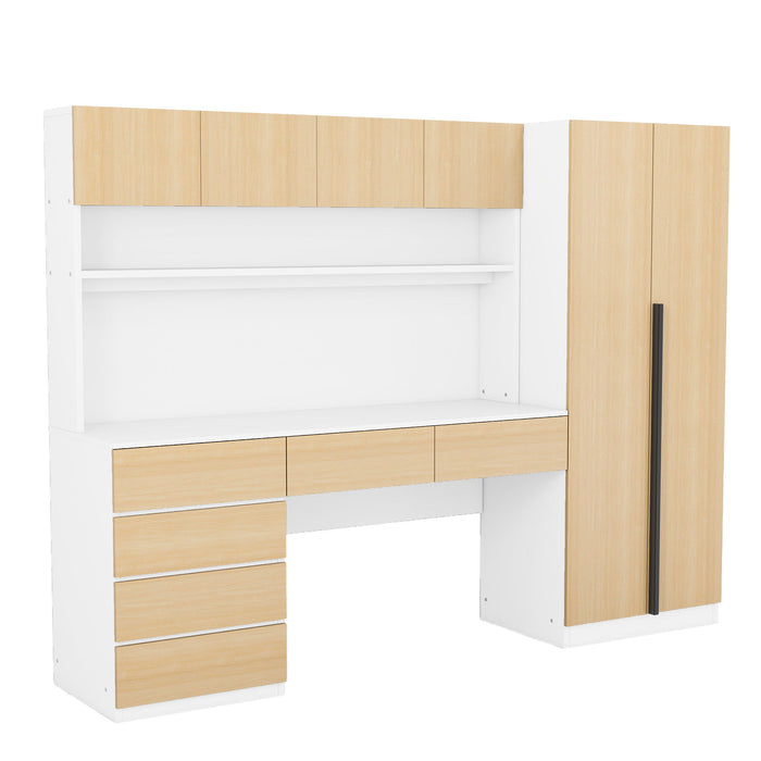 2 Door Storage Desk Wardrobe For Bedroom With Shelves And Drawers