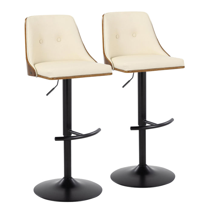 Gianna - Mid Century Modern Adjustable Barstool, Swivel With Rounded T Footrest (Set of 2)