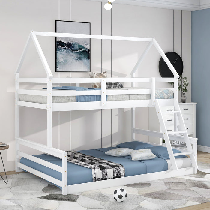 Kids Furniture - House Bunk Bed With Built In Ladder