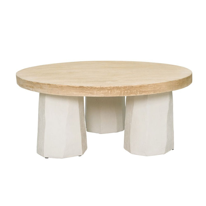 Decorative Coffee Table With Wooden Top And Magnesium Base - Brown White