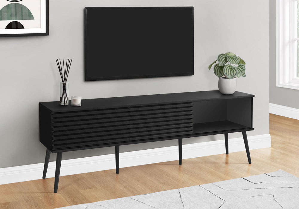 TV Stand, Media Entertainment Center, Storage Cabinet, Console, Storage Shelves, Bedroom, Living Room, Contemporary, Modern - Black