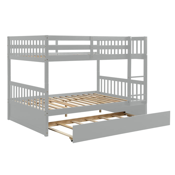 Kids Furniture - Bunk Bed With Trundle, Ladder And Safety Rails